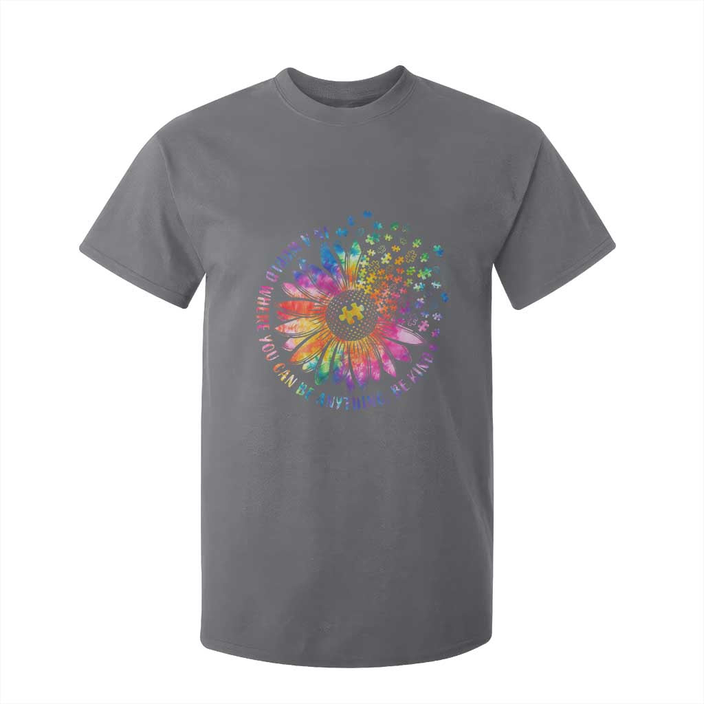 Be Kind Autism Awareness T Shirt For Kid Kindness Sunflower Tie Dye Puzzle TS02 Charcoal Print Your Wear