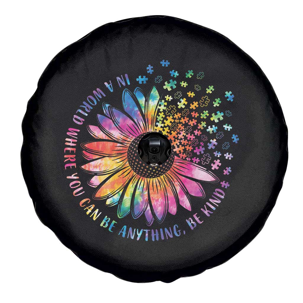 Be Kind Autism Awareness Spare Tire Cover Kindness Sunflower Tie Dye Puzzle TS02 Print Your Wear