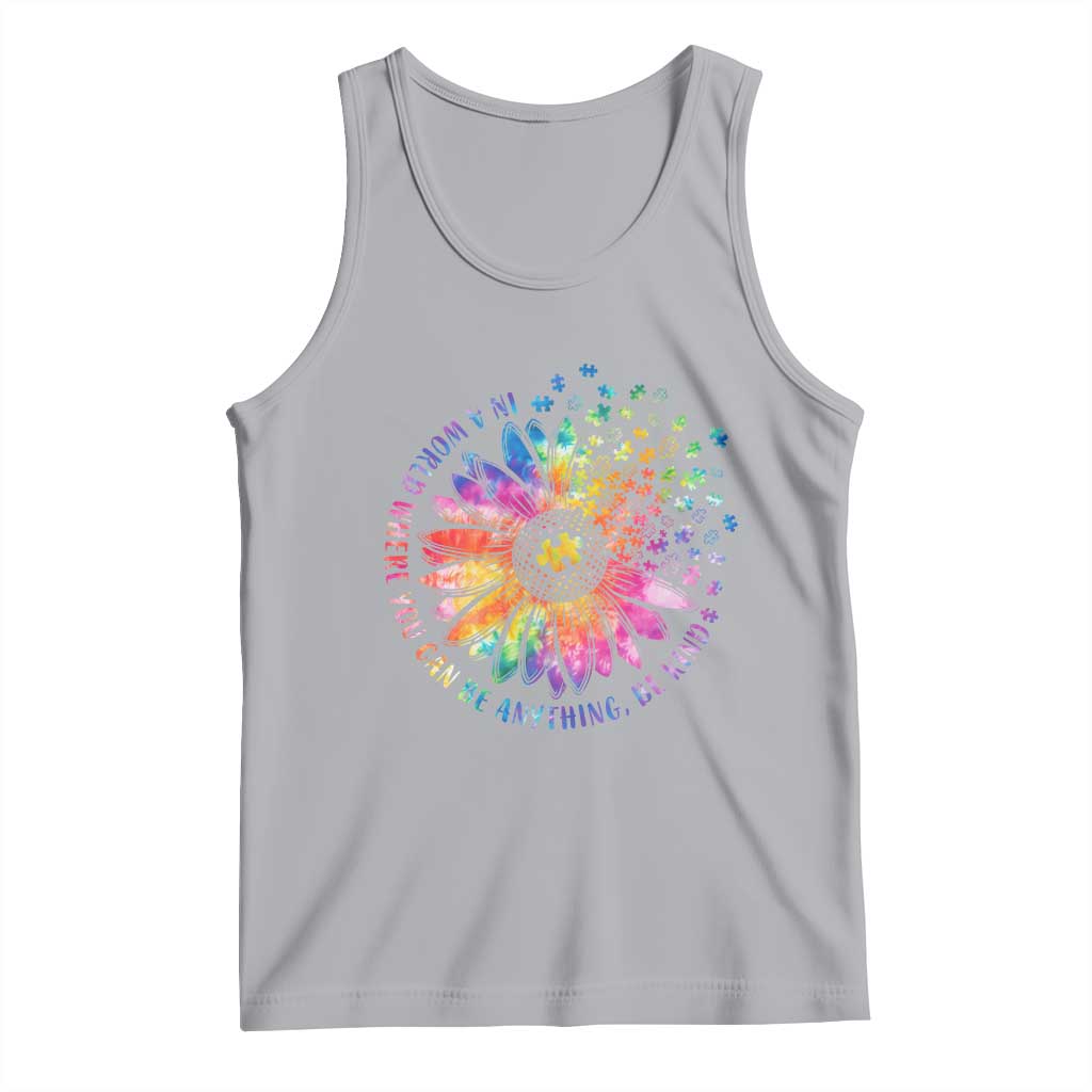 Be Kind Autism Awareness Tank Top Kindness Sunflower Tie Dye Puzzle TS02 Athletic Heather Print Your Wear