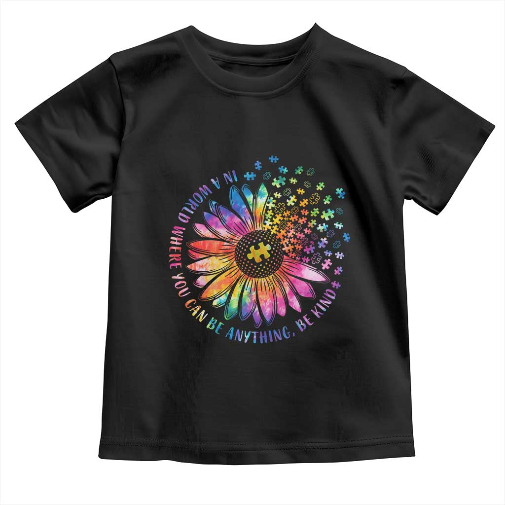 Be Kind Autism Awareness Toddler T Shirt Kindness Sunflower Tie Dye Puzzle TS02 Black Print Your Wear