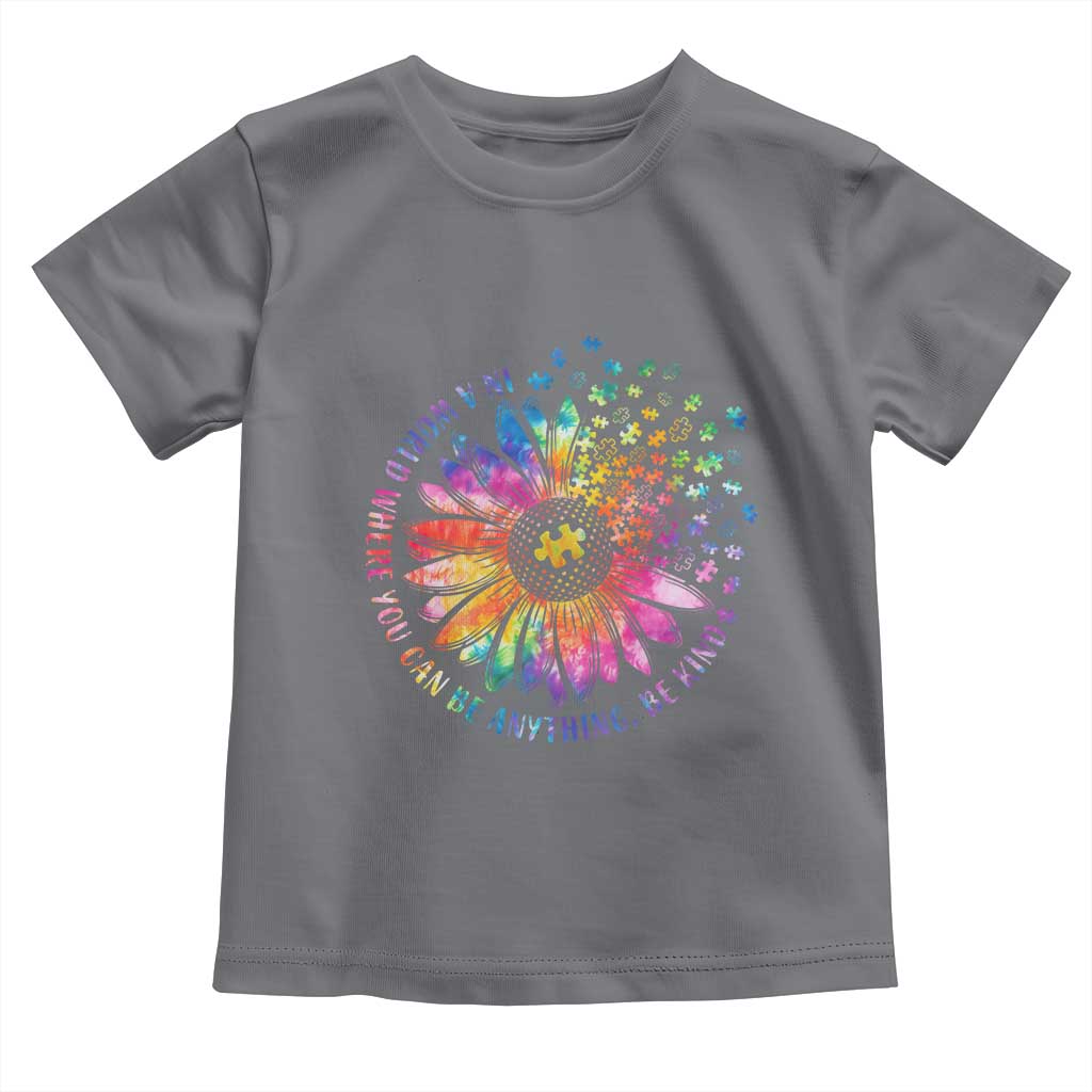 Be Kind Autism Awareness Toddler T Shirt Kindness Sunflower Tie Dye Puzzle TS02 Charcoal Print Your Wear