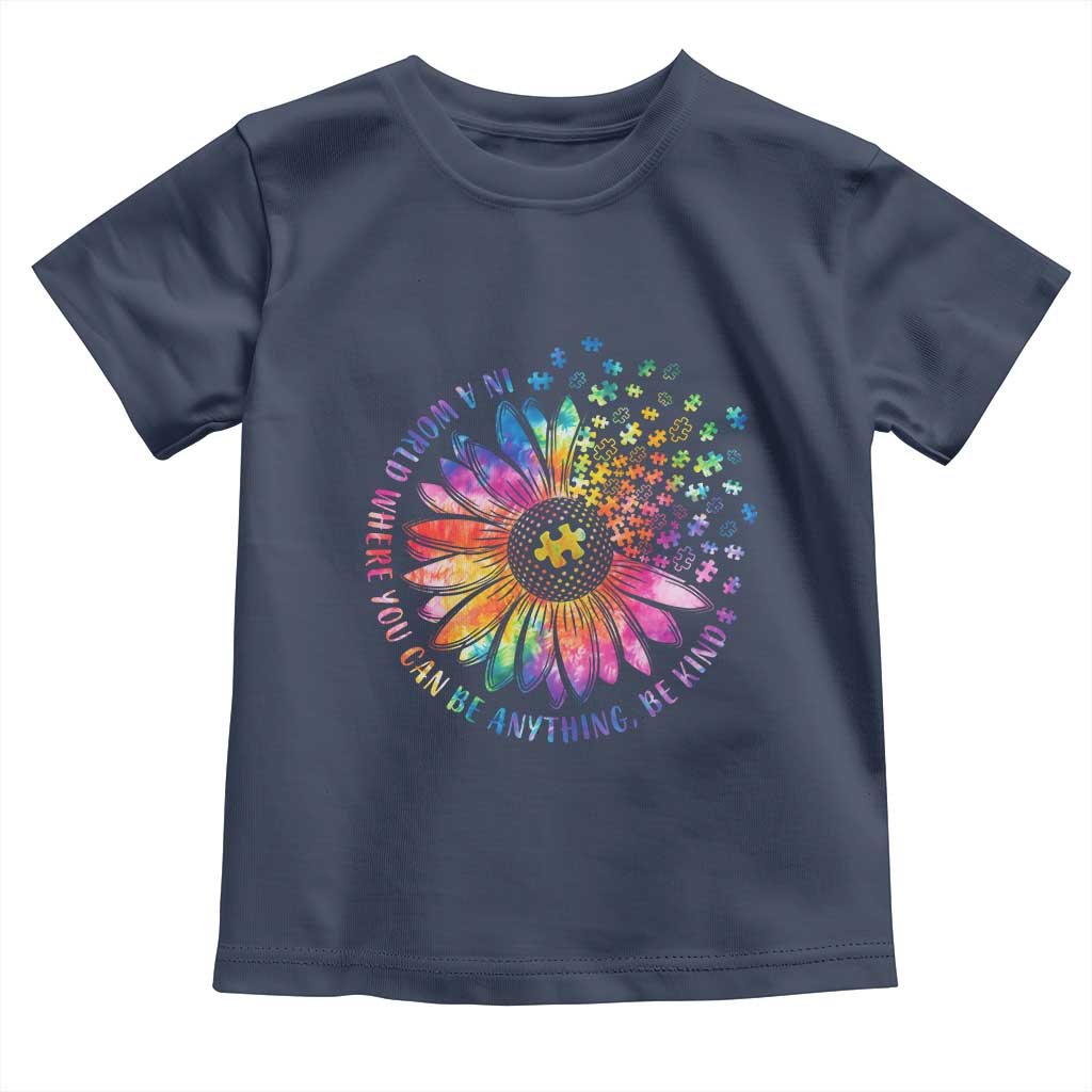 Be Kind Autism Awareness Toddler T Shirt Kindness Sunflower Tie Dye Puzzle TS02 Navy Print Your Wear