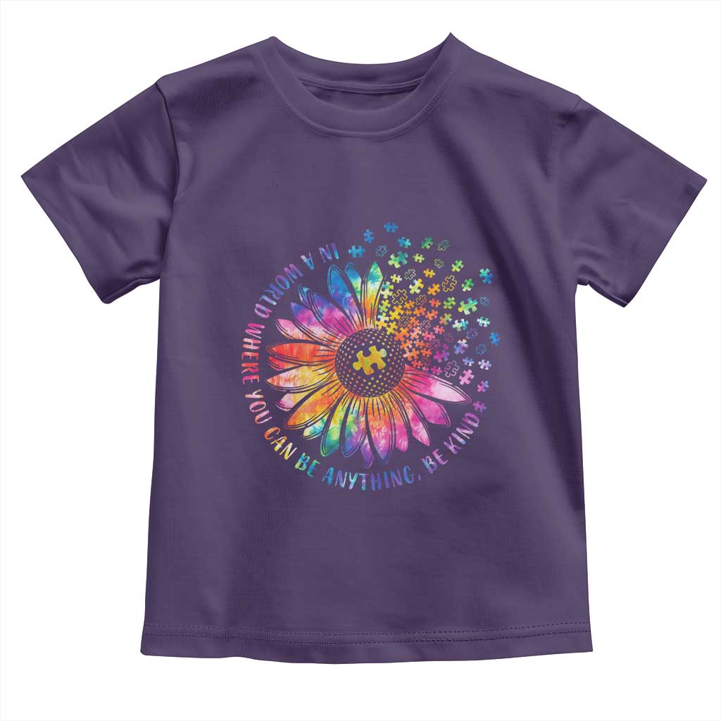 Be Kind Autism Awareness Toddler T Shirt Kindness Sunflower Tie Dye Puzzle TS02 Purple Print Your Wear