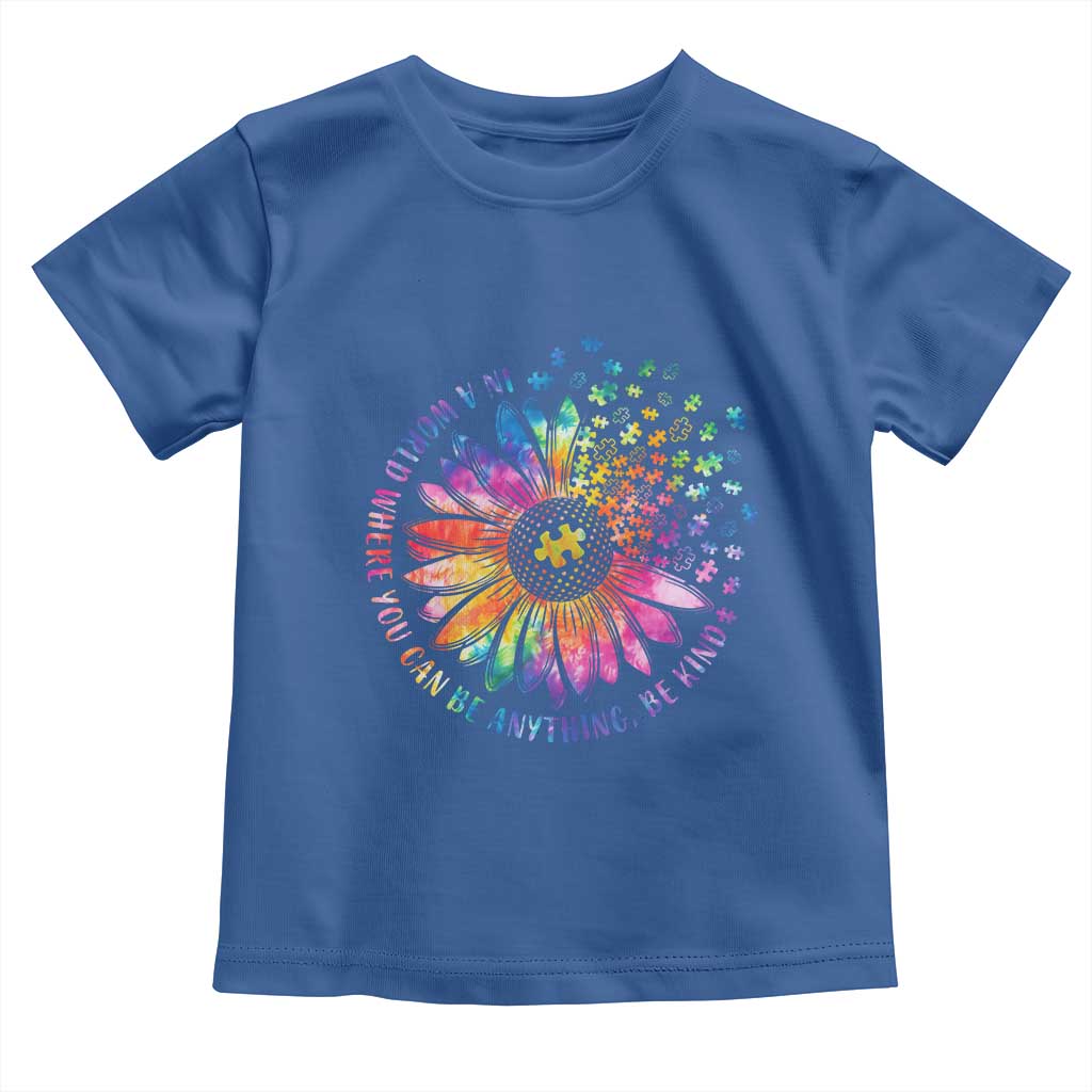 Be Kind Autism Awareness Toddler T Shirt Kindness Sunflower Tie Dye Puzzle TS02 Royal Blue Print Your Wear