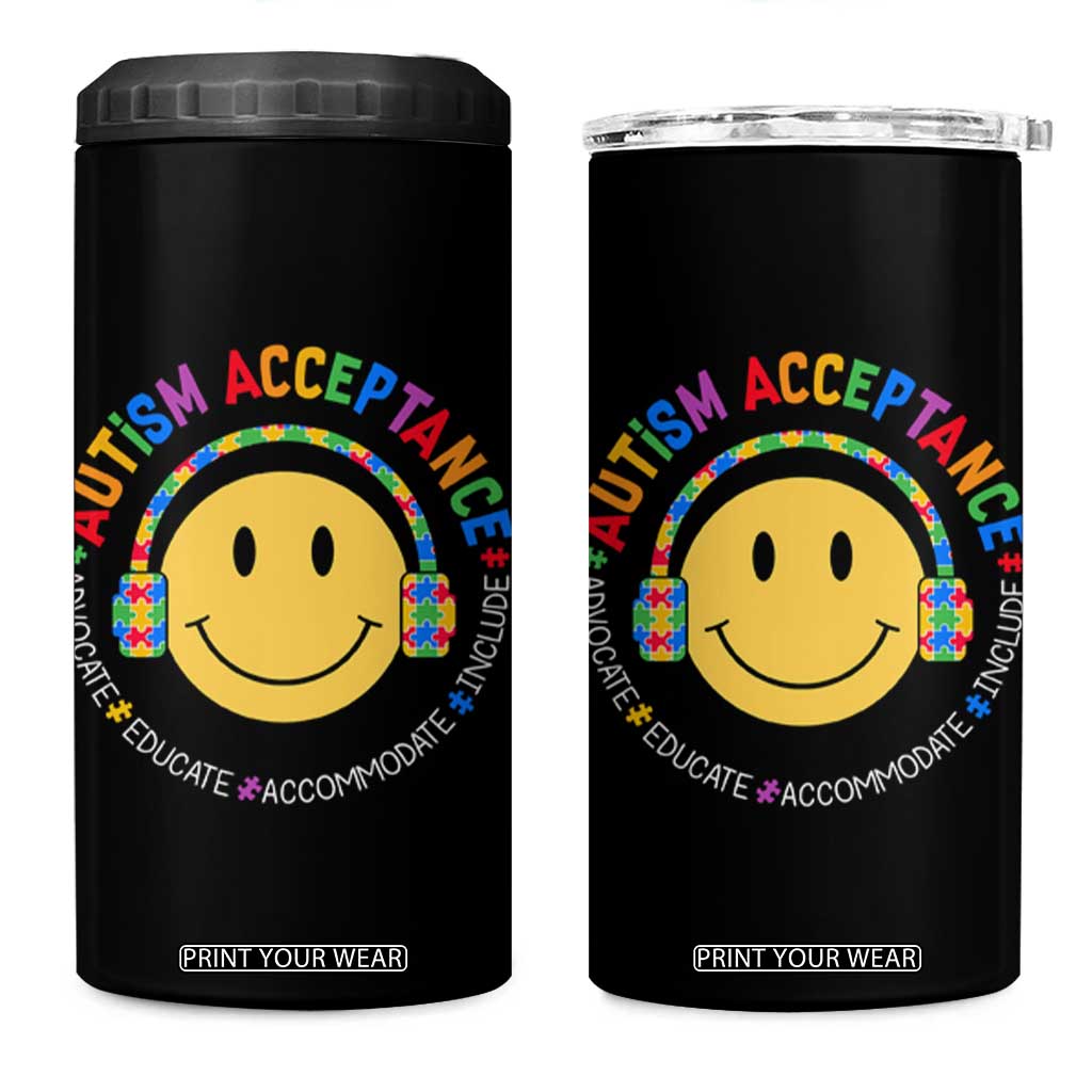 Autism Awareness Acceptance 4 in 1 Can Cooler Tumbler Special Education Teacher Kids TS02 One Size: 16 oz Black Print Your Wear
