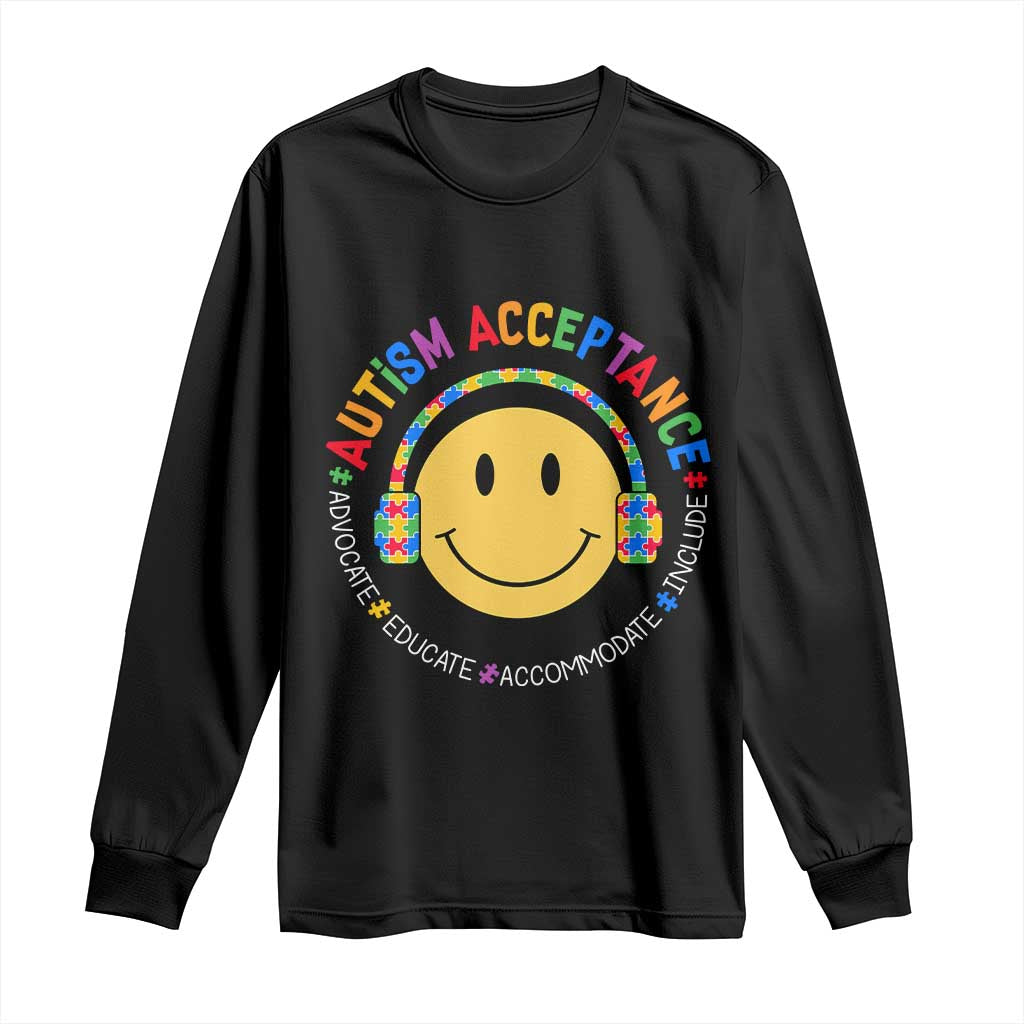 Autism Awareness Acceptance Long Sleeve Shirt Special Education Teacher Kids TS02 Black Print Your Wear