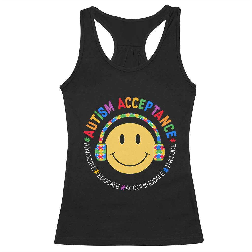 Autism Awareness Acceptance Racerback Tank Top Special Education Teacher Kids TS02 Black Print Your Wear