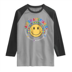 Autism Awareness Acceptance Raglan Shirt Special Education Teacher Kids TS02 Sport Gray Black Print Your Wear