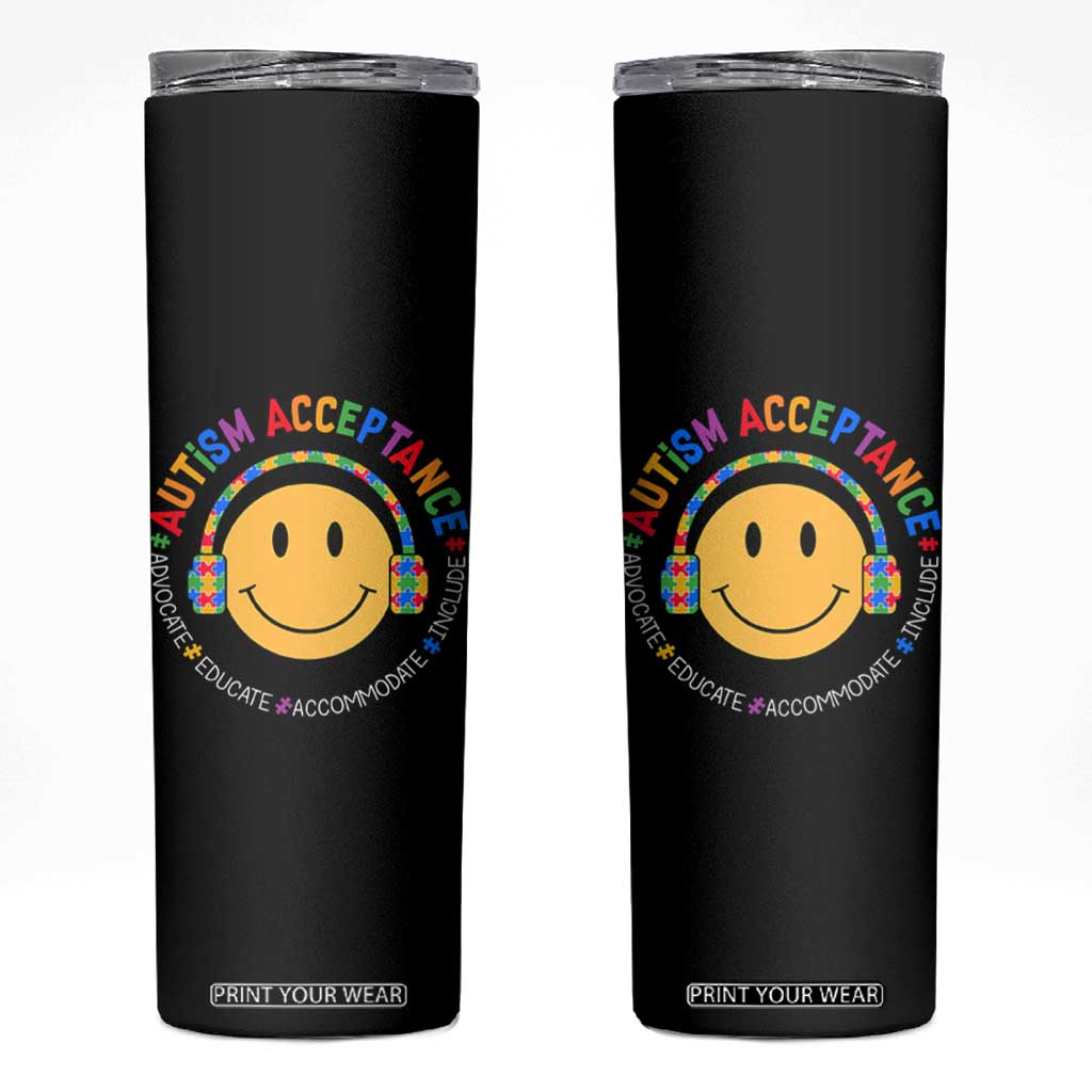 Autism Awareness Acceptance Skinny Tumbler Special Education Teacher Kids TS02 Black Print Your Wear