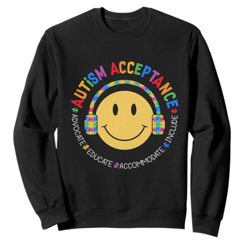 Autism Awareness Acceptance Sweatshirt Special Education Teacher Kids TS02 Black Print Your Wear