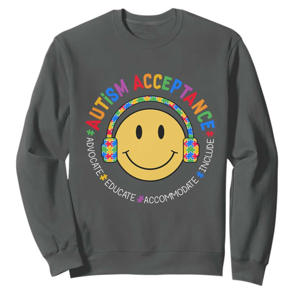 Autism Awareness Acceptance Sweatshirt Special Education Teacher Kids TS02 Dark Heather Print Your Wear