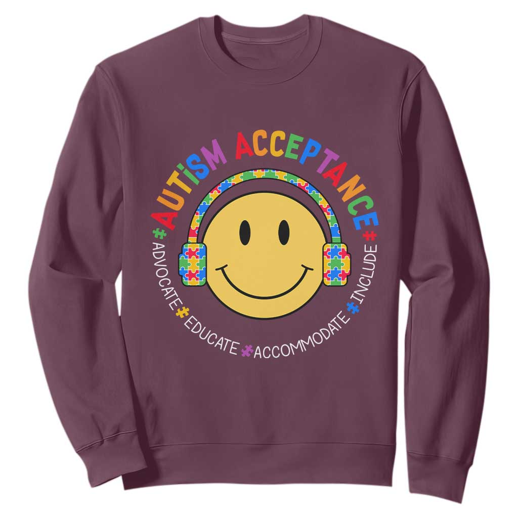 Autism Awareness Acceptance Sweatshirt Special Education Teacher Kids TS02 Maroon Print Your Wear