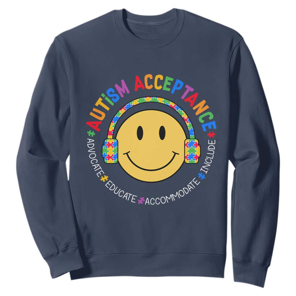 Autism Awareness Acceptance Sweatshirt Special Education Teacher Kids TS02 Navy Print Your Wear