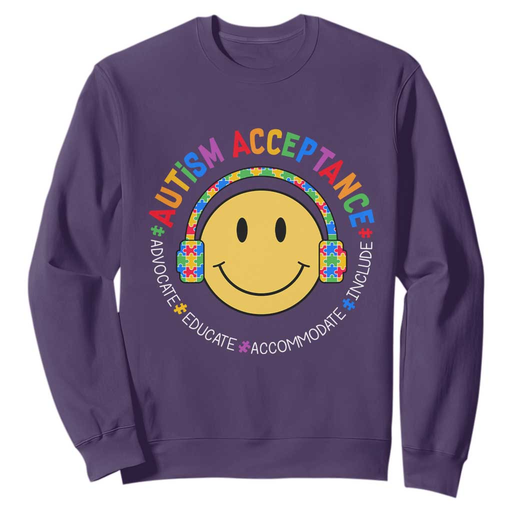 Autism Awareness Acceptance Sweatshirt Special Education Teacher Kids TS02 Purple Print Your Wear