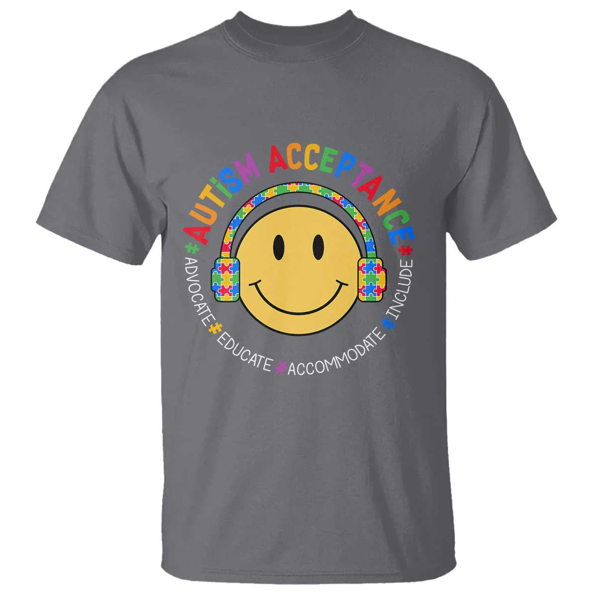 Autism Awareness Acceptance T Shirt Special Education Teacher Kids TS02 Charcoal Print Your Wear