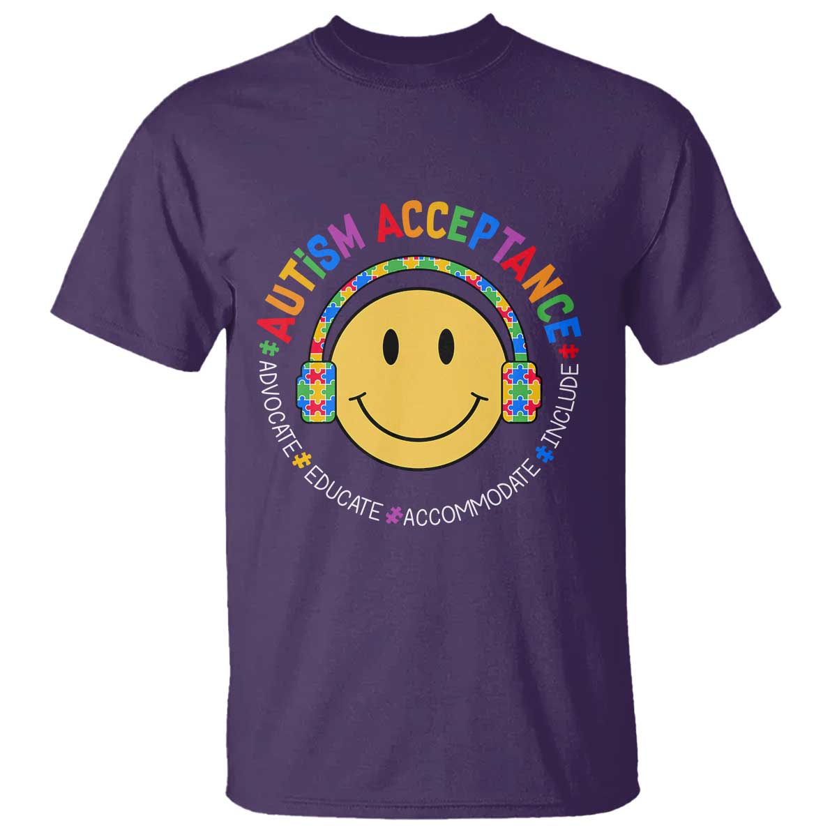 Autism Awareness Acceptance T Shirt Special Education Teacher Kids TS02 Purple Print Your Wear