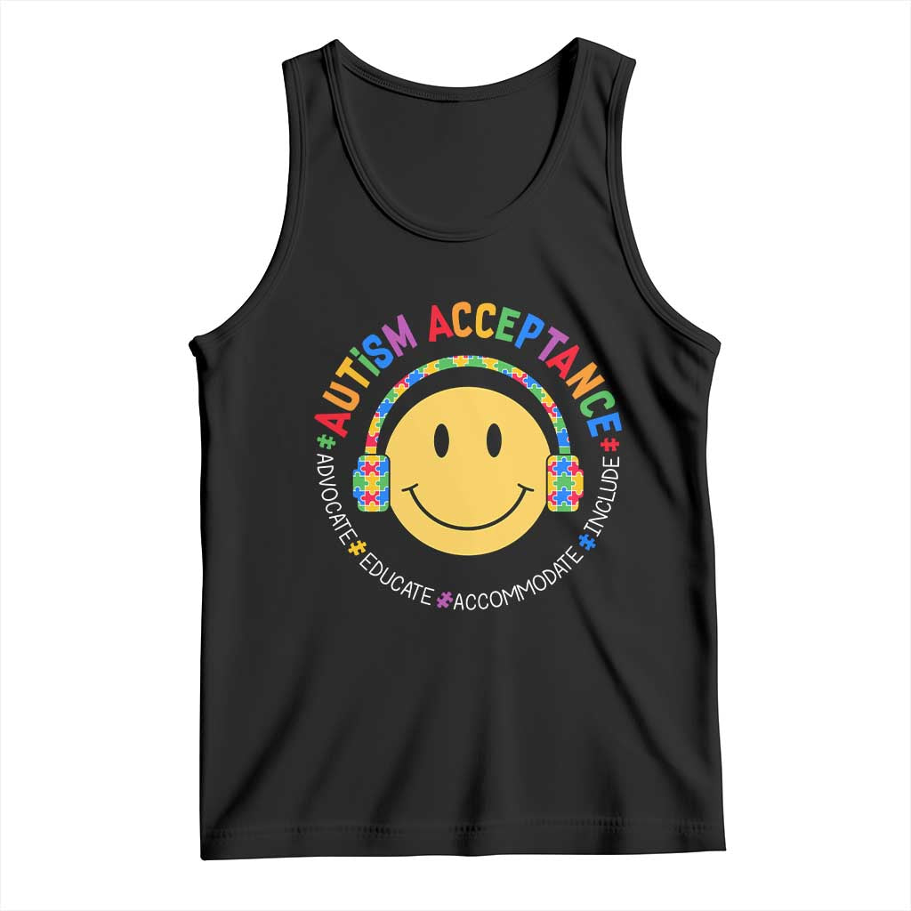 Autism Awareness Acceptance Tank Top Special Education Teacher Kids TS02 Black Print Your Wear
