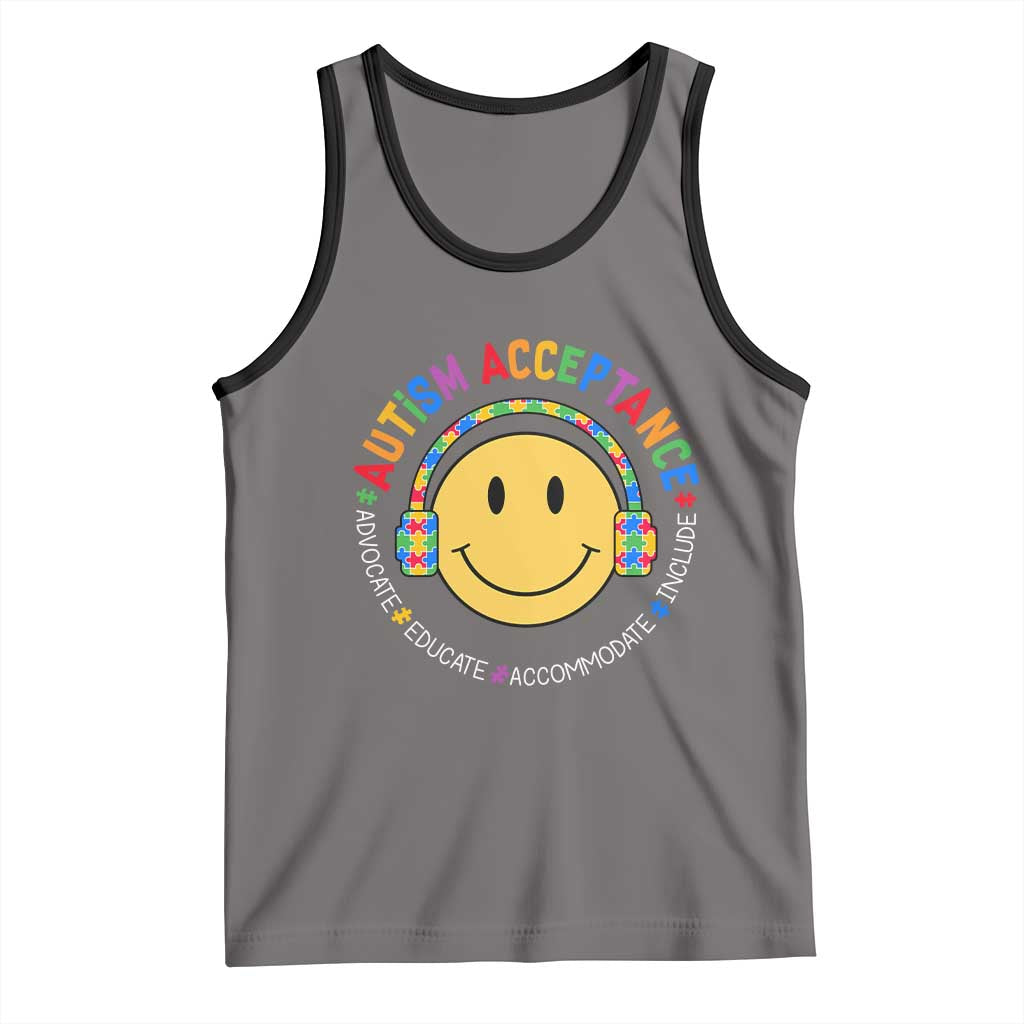 Autism Awareness Acceptance Tank Top Special Education Teacher Kids TS02 Deep Heather Black Print Your Wear