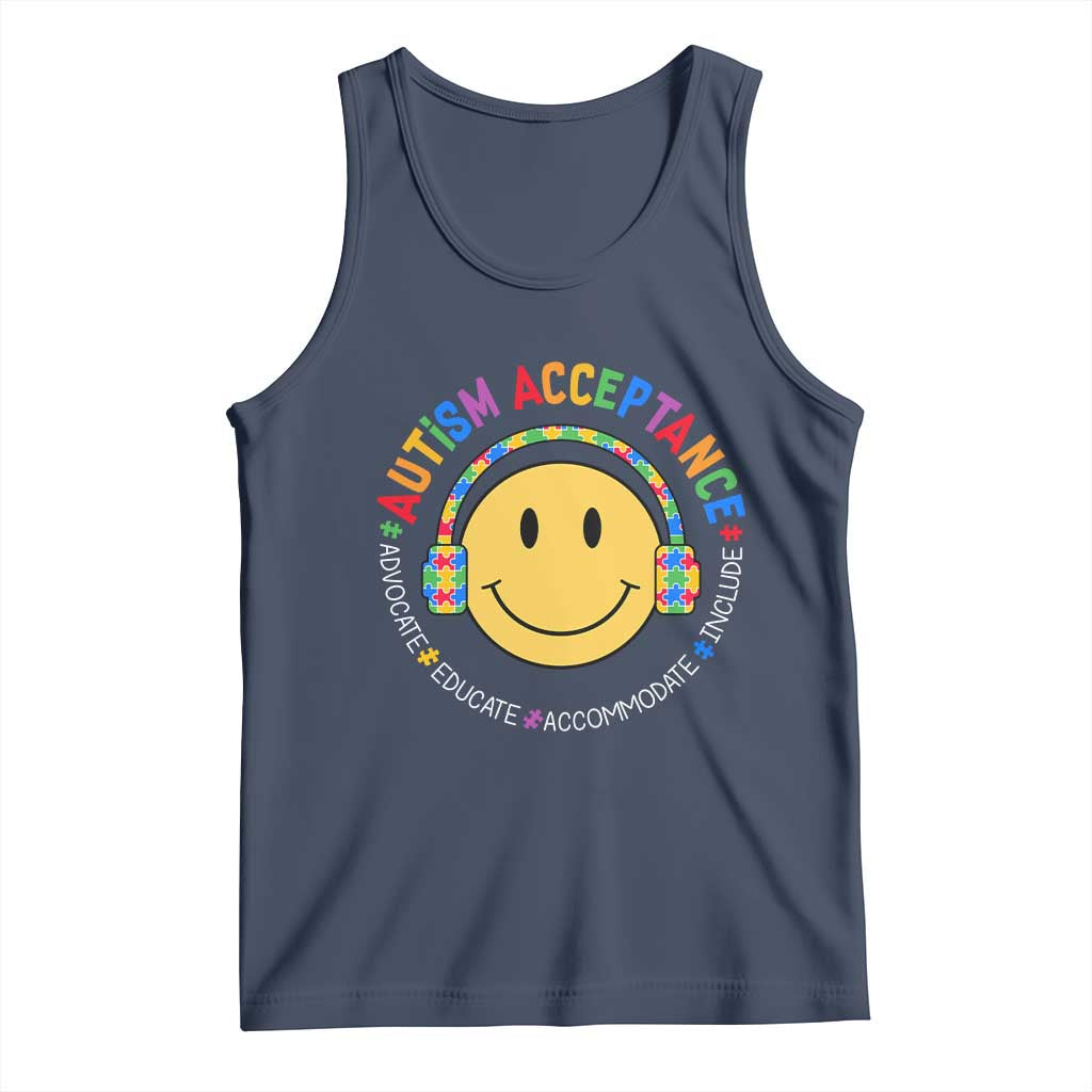 Autism Awareness Acceptance Tank Top Special Education Teacher Kids TS02 Navy Print Your Wear