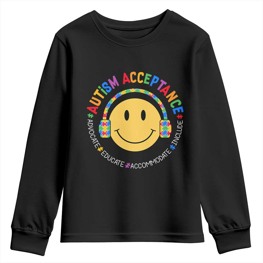 Autism Awareness Acceptance Youth Sweatshirt Special Education Teacher Kids TS02 Black Print Your Wear