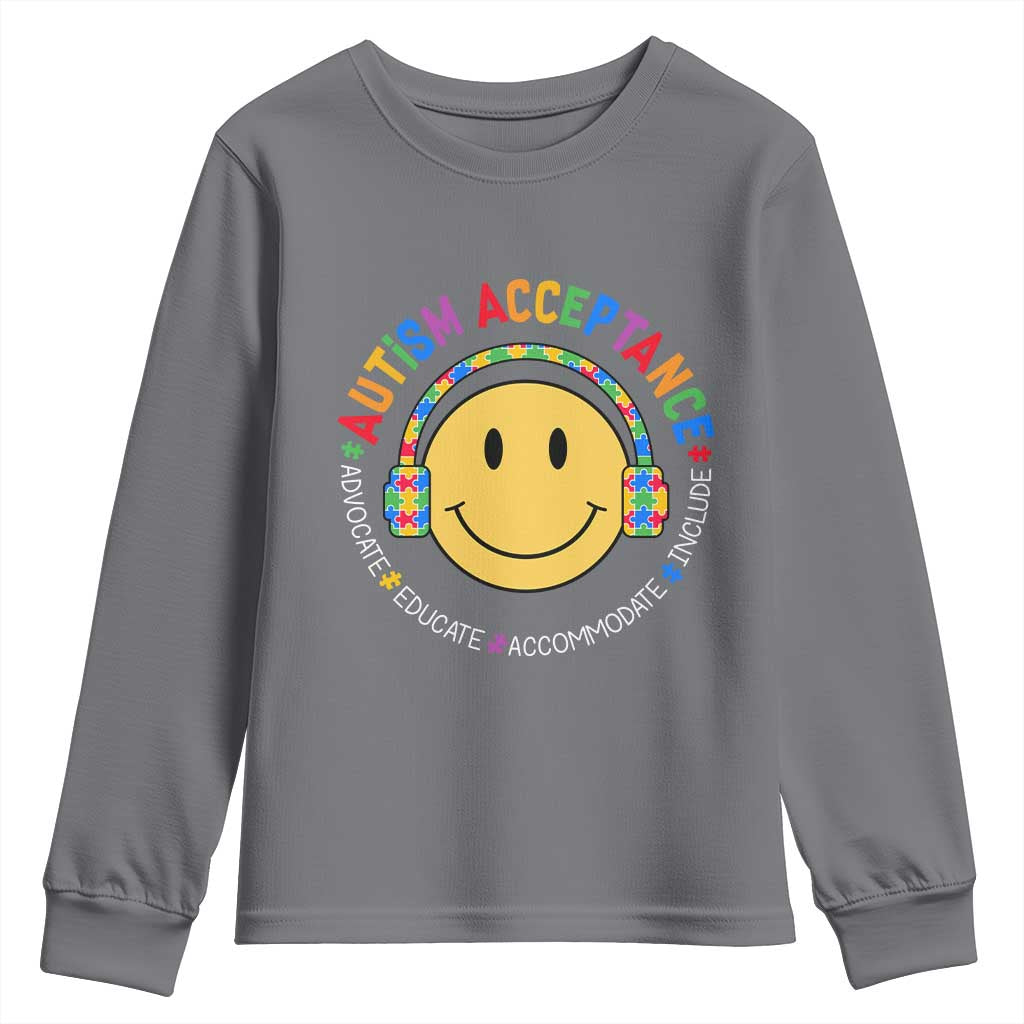 Autism Awareness Acceptance Youth Sweatshirt Special Education Teacher Kids TS02 Charcoal Print Your Wear