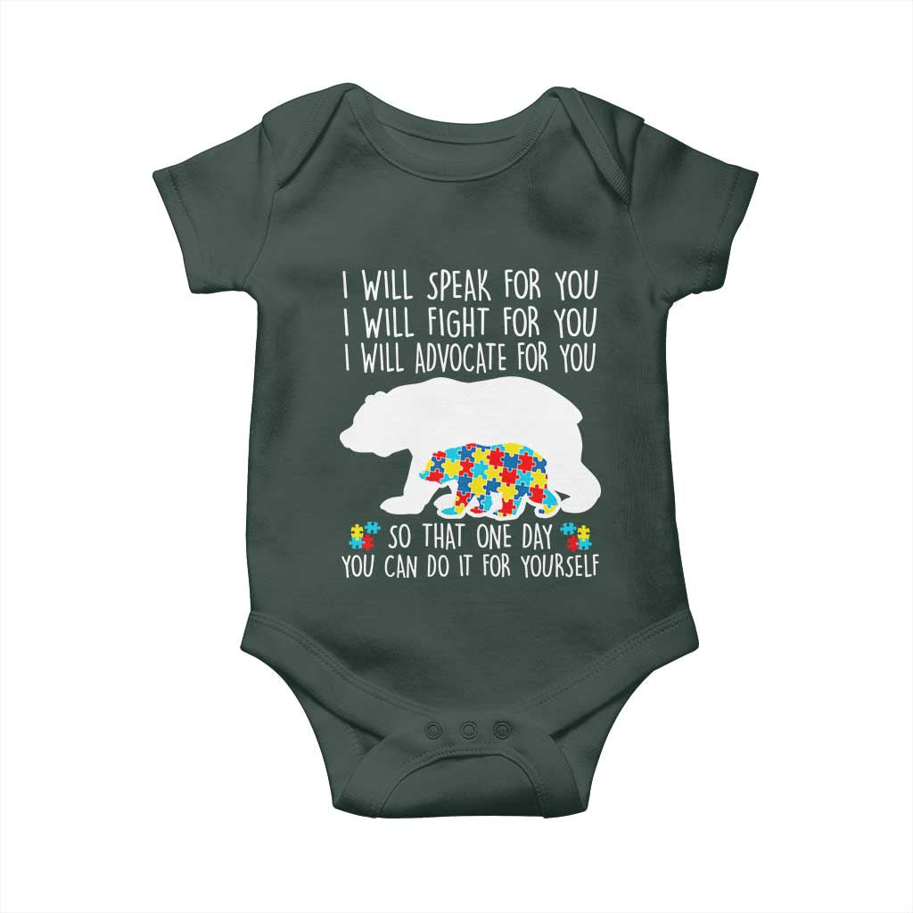Autism Mama Bear Baby Onesie I Will Speak Fight Advocate For You TS02 Print Your Wear