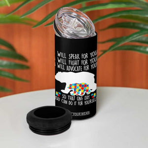 Autism Mama Bear 4 in 1 Can Cooler Tumbler I Will Speak Fight Advocate For You TS02 Print Your Wear