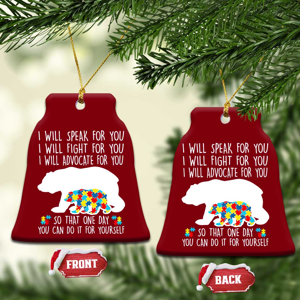 Autism Mama Bear Ceramic Ornament I Will Speak Fight Advocate For You TS02 Print Your Wear