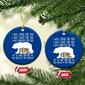Autism Mama Bear Ceramic Ornament I Will Speak Fight Advocate For You TS02 1pc Blue Print Your Wear