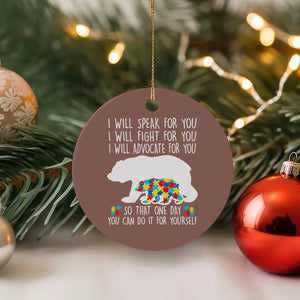 Autism Mama Bear Ceramic Ornament I Will Speak Fight Advocate For You TS02 1pc Mocha Print Your Wear