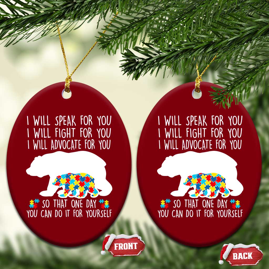 Autism Mama Bear Ceramic Ornament I Will Speak Fight Advocate For You TS02 Print Your Wear