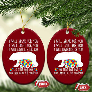 Autism Mama Bear Ceramic Ornament I Will Speak Fight Advocate For You TS02 Print Your Wear