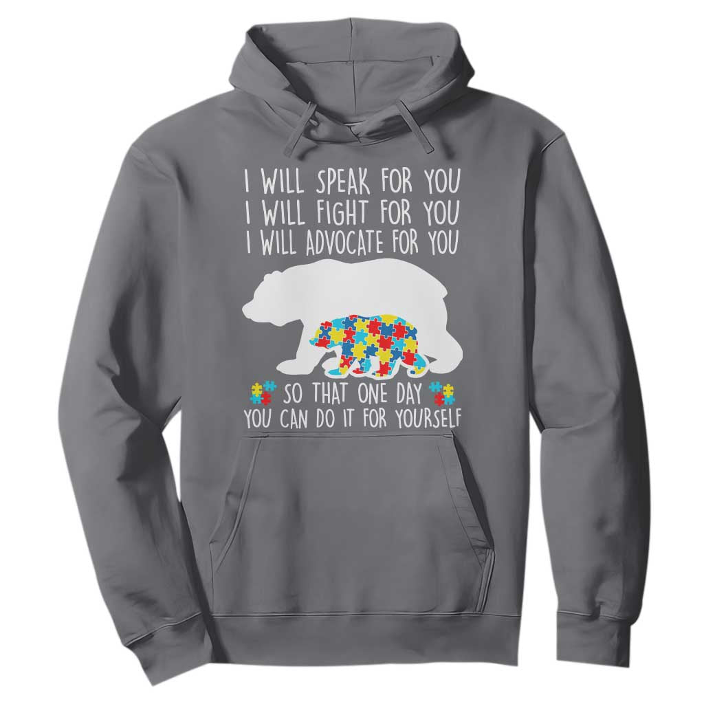Autism Mama Bear Hoodie I Will Speak Fight Advocate For You TS02 Charcoal Print Your Wear