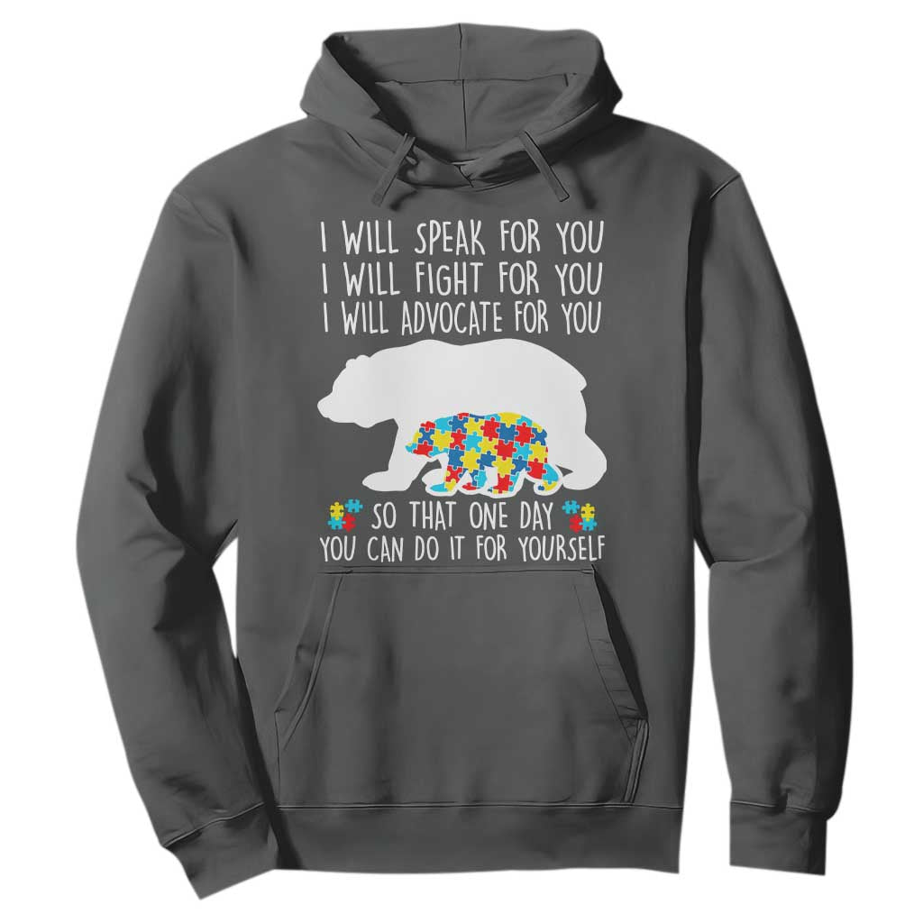 Autism Mama Bear Hoodie I Will Speak Fight Advocate For You TS02 Dark Heather Print Your Wear