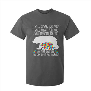 Autism Mama Bear T Shirt For Kid I Will Speak Fight Advocate For You TS02 Dark Heather Print Your Wear