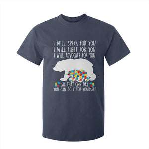 Autism Mama Bear T Shirt For Kid I Will Speak Fight Advocate For You TS02 Navy Print Your Wear
