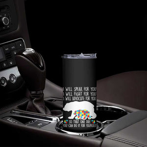 Autism Mama Bear Skinny Tumbler I Will Speak Fight Advocate For You TS02 Print Your Wear