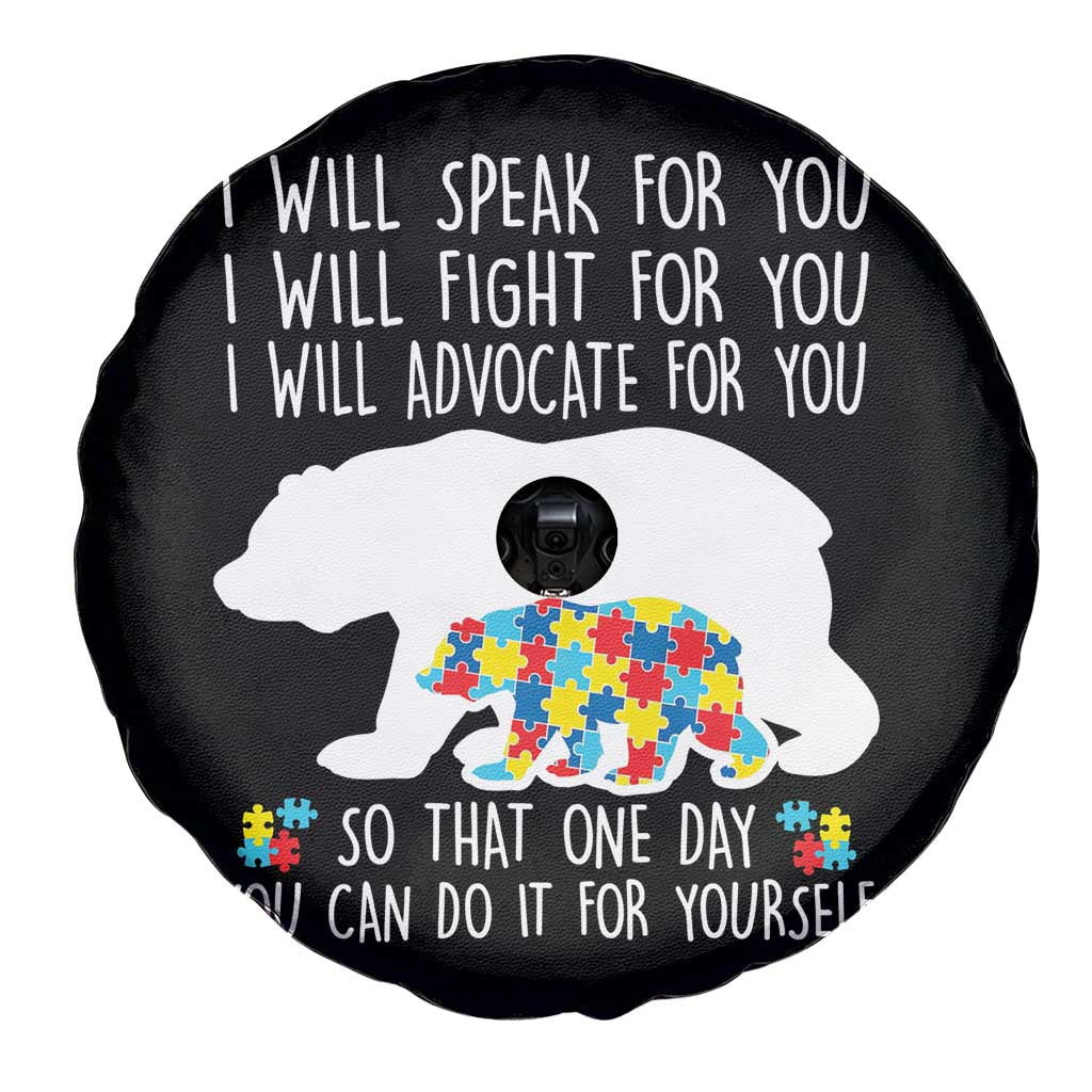 Autism Mama Bear Spare Tire Cover I Will Speak Fight Advocate For You TS02 Print Your Wear