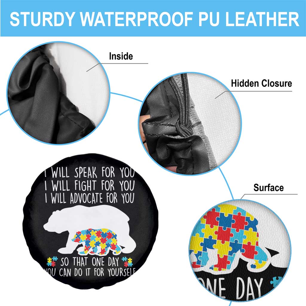 Autism Mama Bear Spare Tire Cover I Will Speak Fight Advocate For You TS02 Print Your Wear