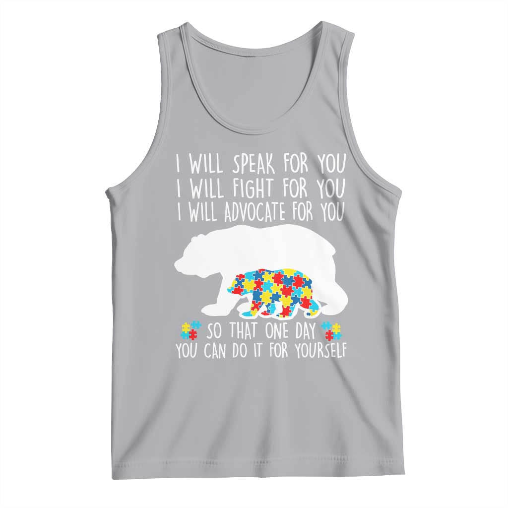 Autism Mama Bear Tank Top I Will Speak Fight Advocate For You TS02 Athletic Heather Print Your Wear