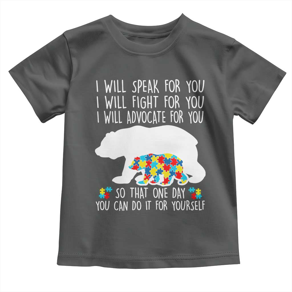 Autism Mama Bear Toddler T Shirt I Will Speak Fight Advocate For You TS02 Dark Heather Print Your Wear