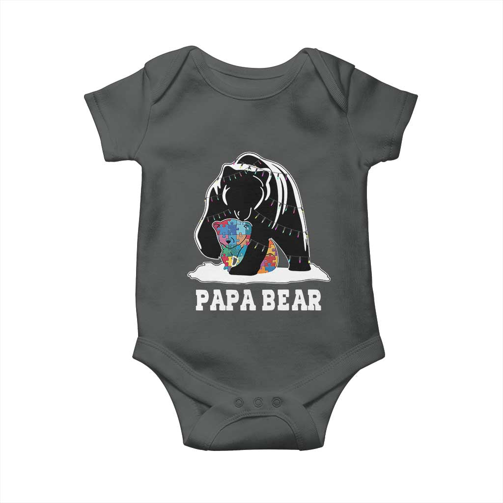 Autism Papa Bear Baby Onesie Support Autistic Matching Family Dad TS02 Dark Heather Print Your Wear