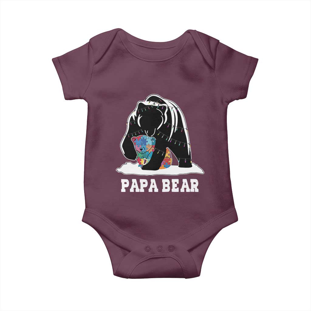 Autism Papa Bear Baby Onesie Support Autistic Matching Family Dad TS02 Maroon Print Your Wear