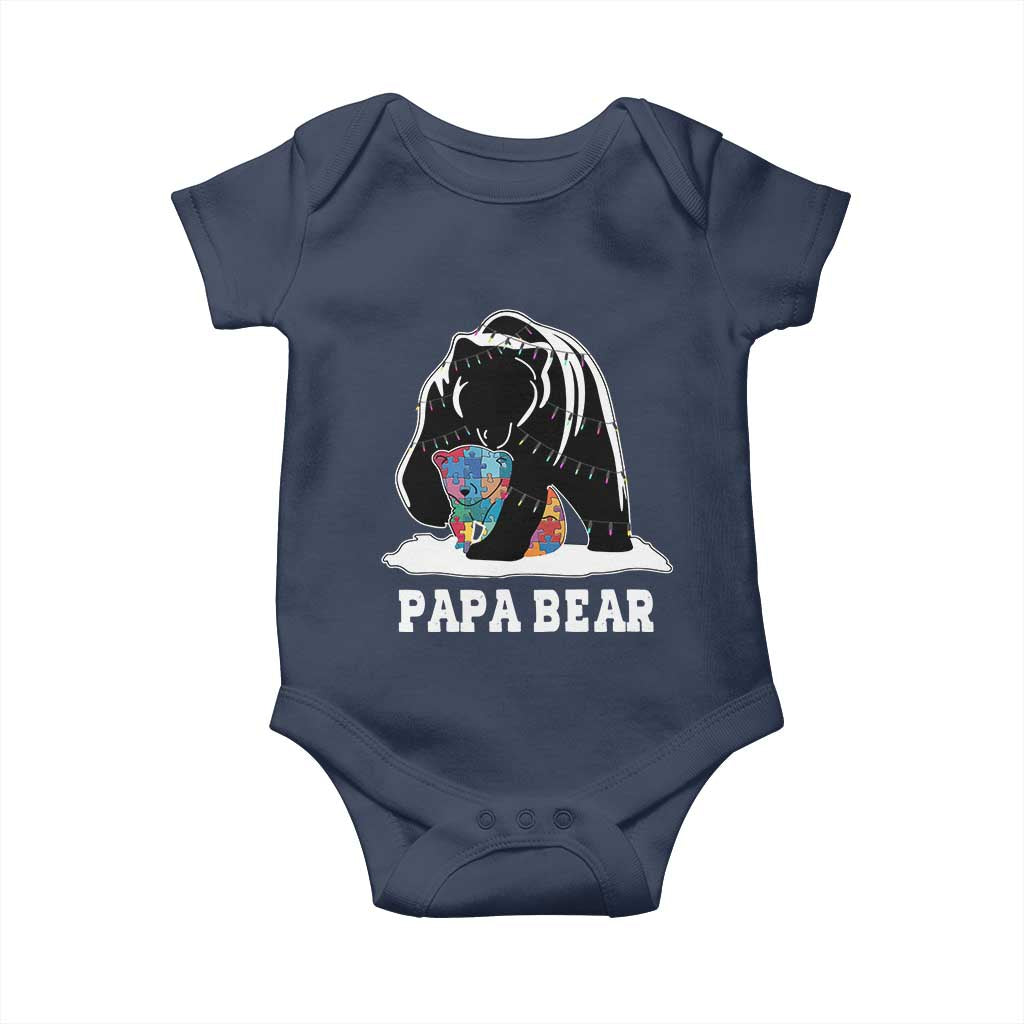 Autism Papa Bear Baby Onesie Support Autistic Matching Family Dad TS02 Navy Print Your Wear