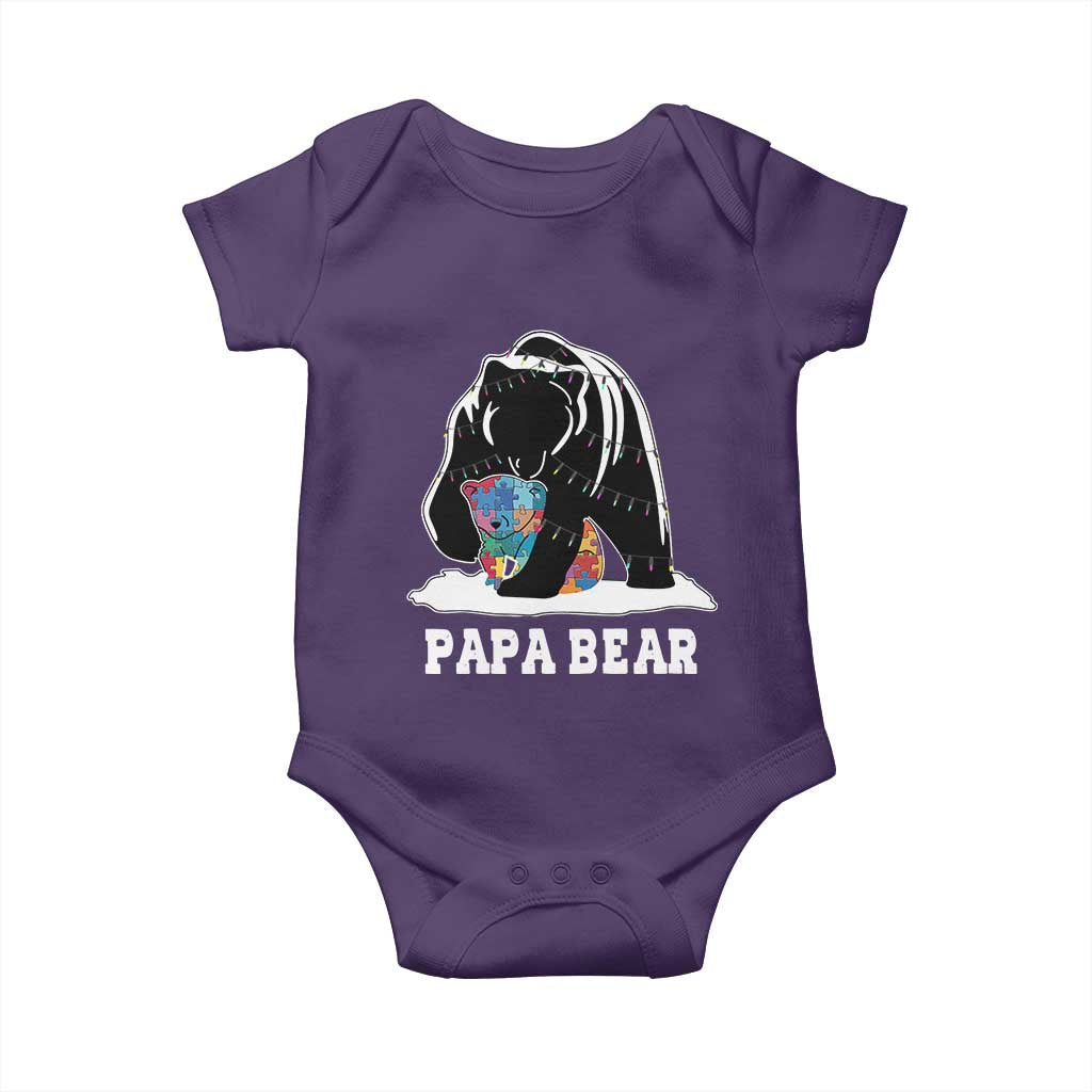 Autism Papa Bear Baby Onesie Support Autistic Matching Family Dad TS02 Purple Print Your Wear
