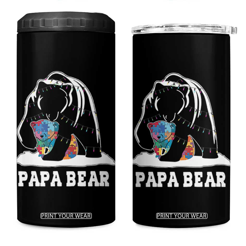 Autism Papa Bear 4 in 1 Can Cooler Tumbler Support Autistic Matching Family Dad TS02 One Size: 16 oz Black Print Your Wear