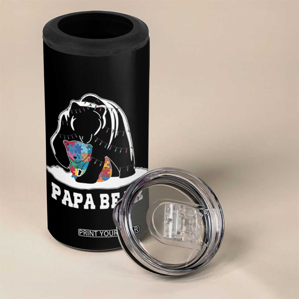 Autism Papa Bear 4 in 1 Can Cooler Tumbler Support Autistic Matching Family Dad TS02 Print Your Wear