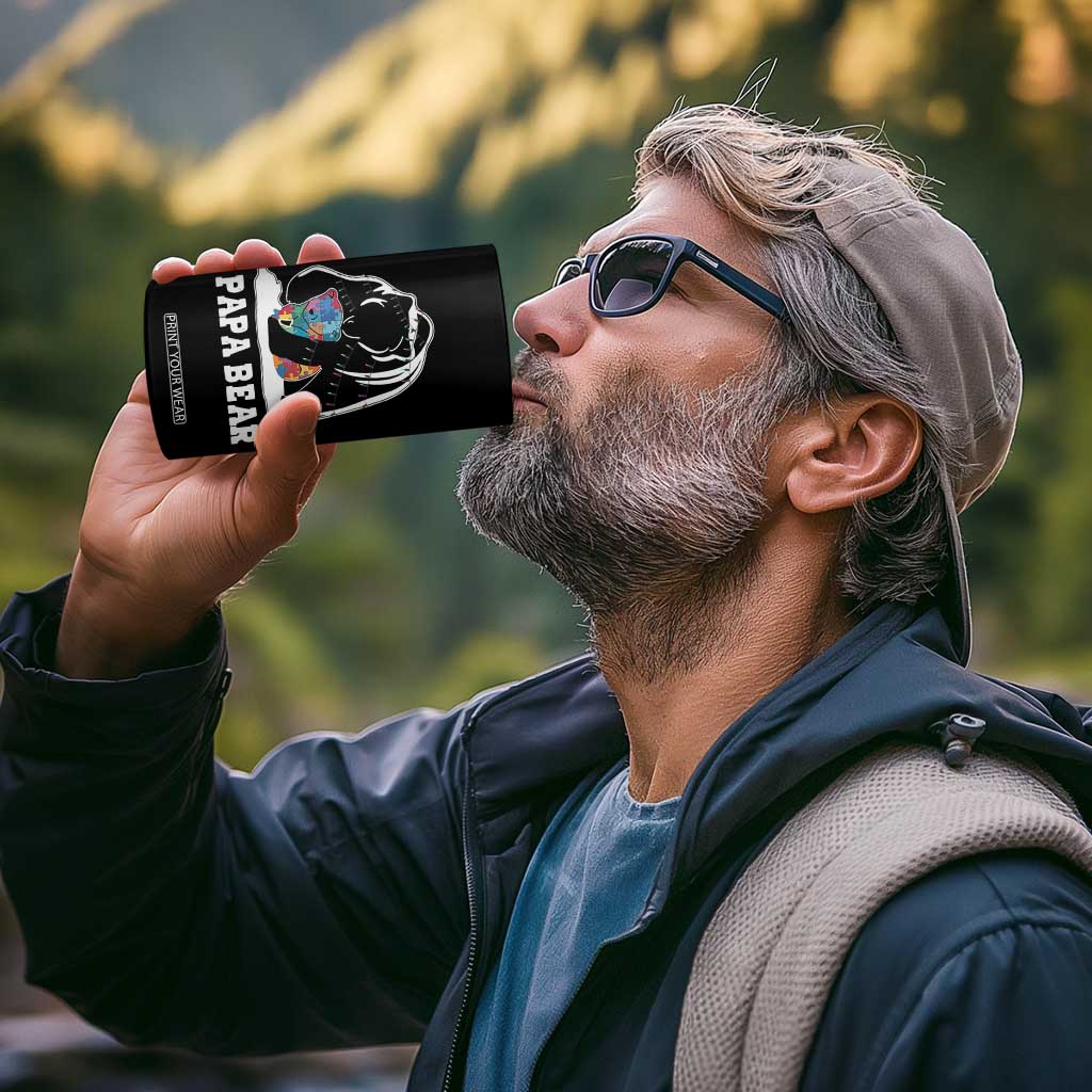 Autism Papa Bear 4 in 1 Can Cooler Tumbler Support Autistic Matching Family Dad TS02 Print Your Wear