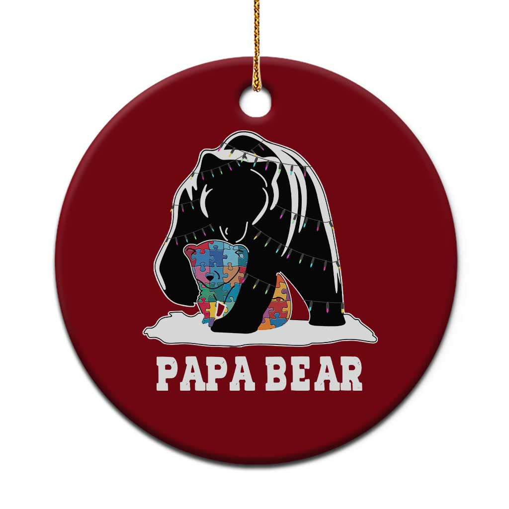 Autism Papa Bear Ceramic Ornament Support Autistic Matching Family Dad TS02 1pc Red Print Your Wear
