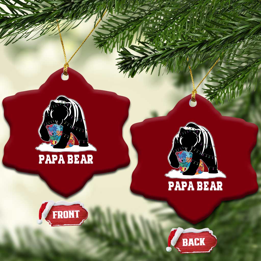 Autism Papa Bear Ceramic Ornament Support Autistic Matching Family Dad TS02 Print Your Wear